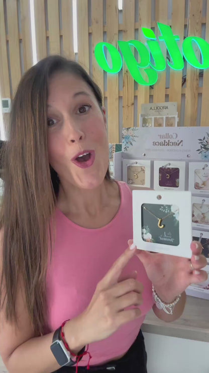 Collar Letra Inicial R Estilo Globo con Baño de Oro 14k