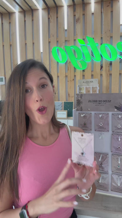 Colgante Nudo de Bruja con Ojo de Tigre en Acero Plateado