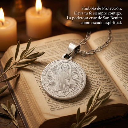Collar con Medalla de San Benito en Acero