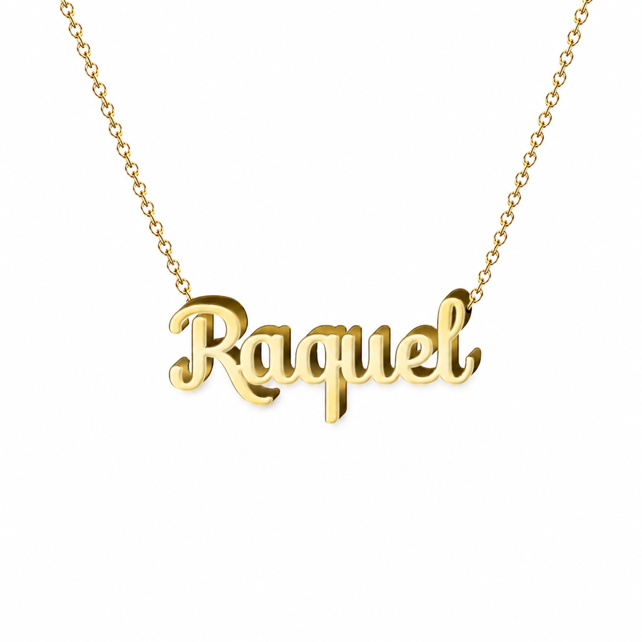 Collar con nombre personalizado Raquel - Bañado en oro de 14k - IMAGEN2 V3