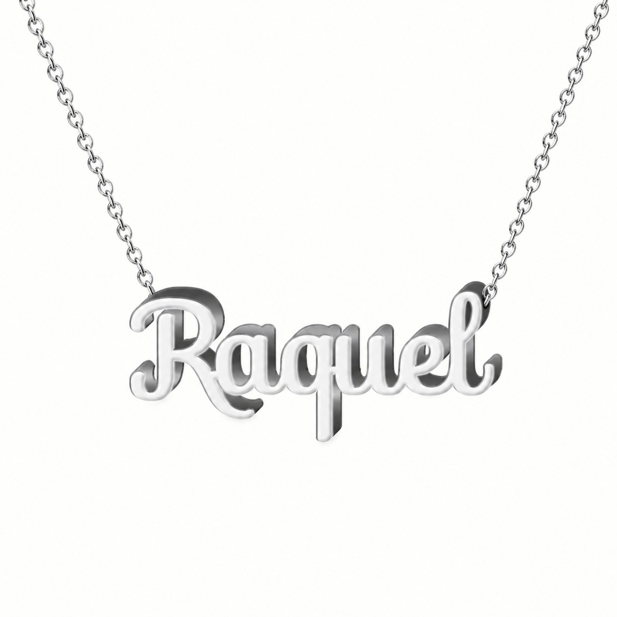 Collar con nombre personalizado Raquel - Plateado - IMAGEN2 V3