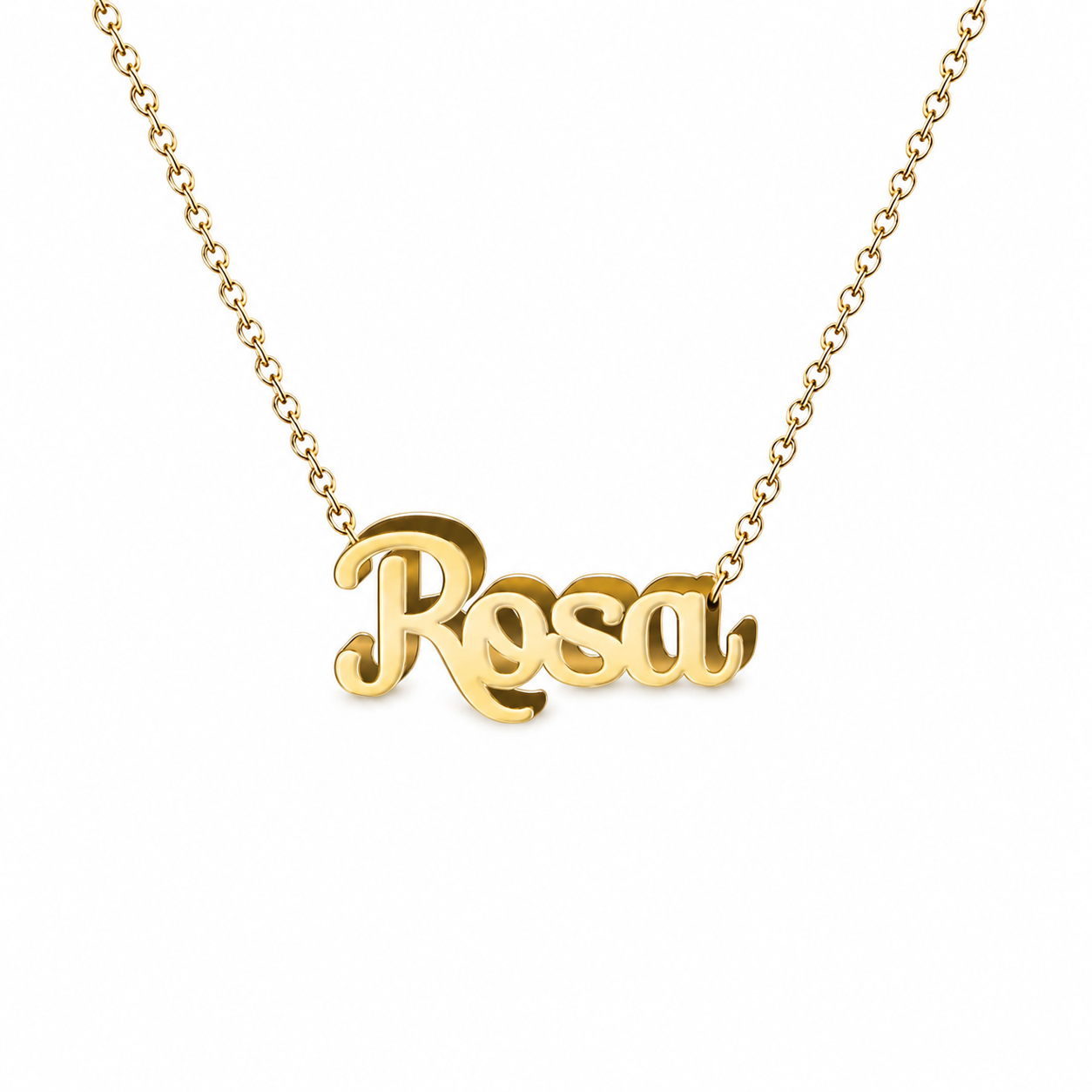 Collar con nombre personalizado Rosa - Bañado en oro de 14k - IMAGEN2 V3