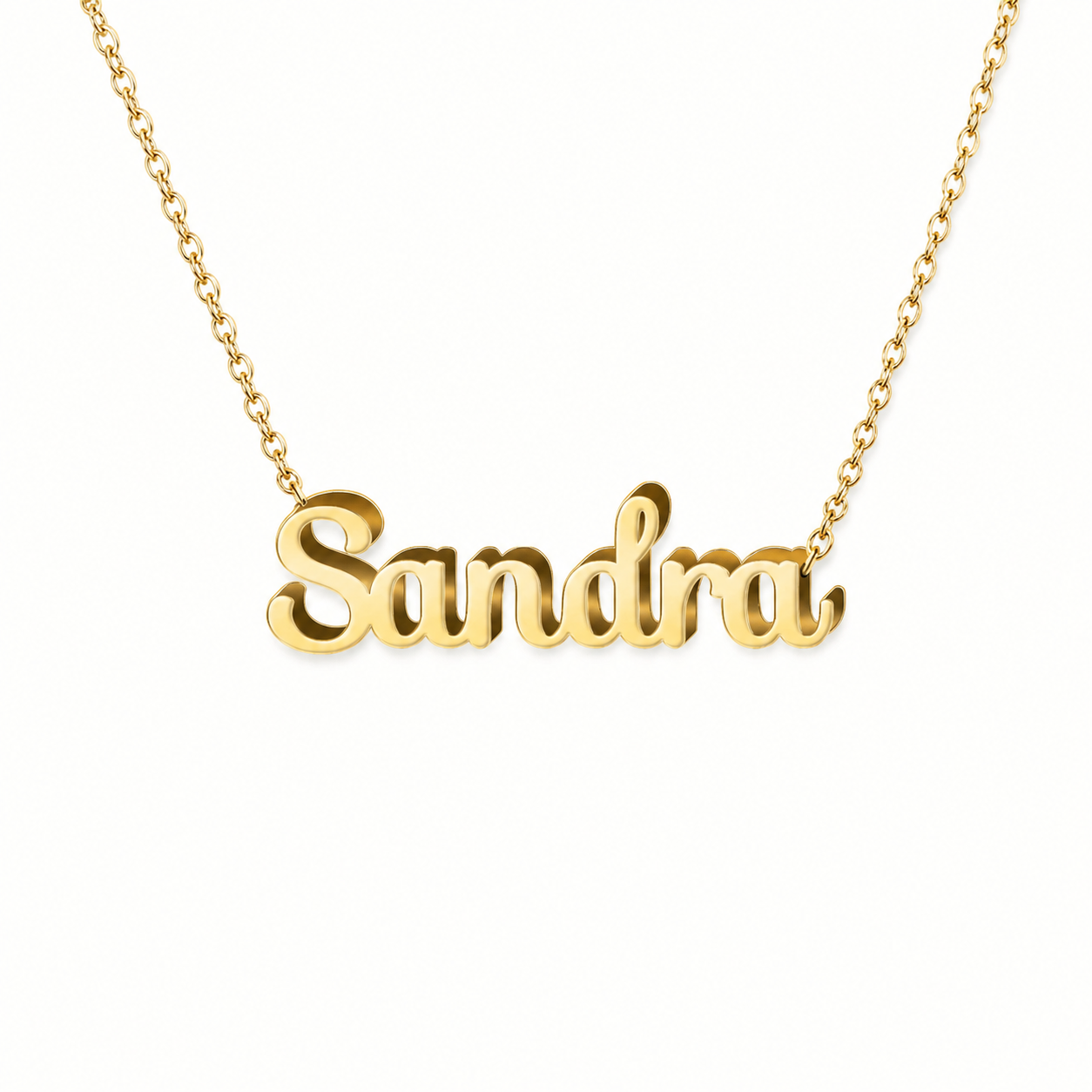 Collar con nombre personalizado Sandra - Bañado en oro de 14k - IMAGEN2 V3