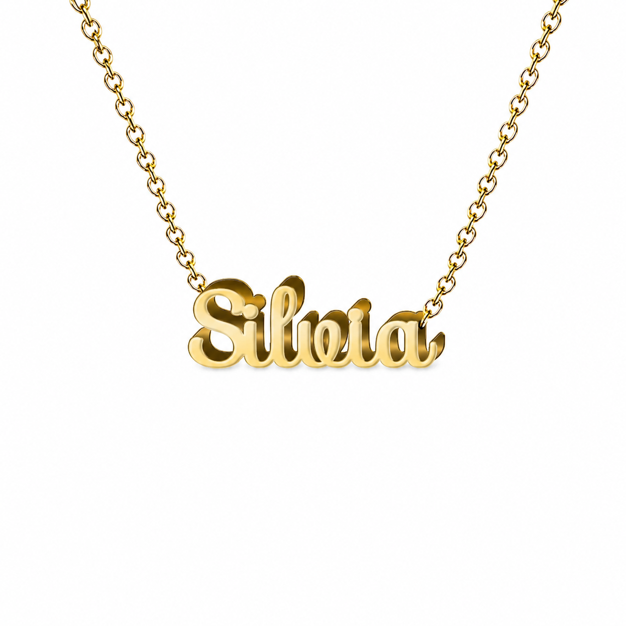 Collar con nombre personalizado Silvia - Bañado en oro de 14k - IMAGEN2 V3