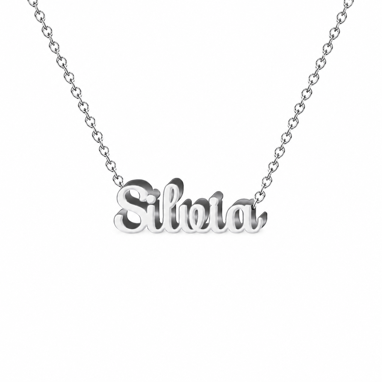 Collar con nombre personalizado Silvia - Plateado - IMAGEN2 V3