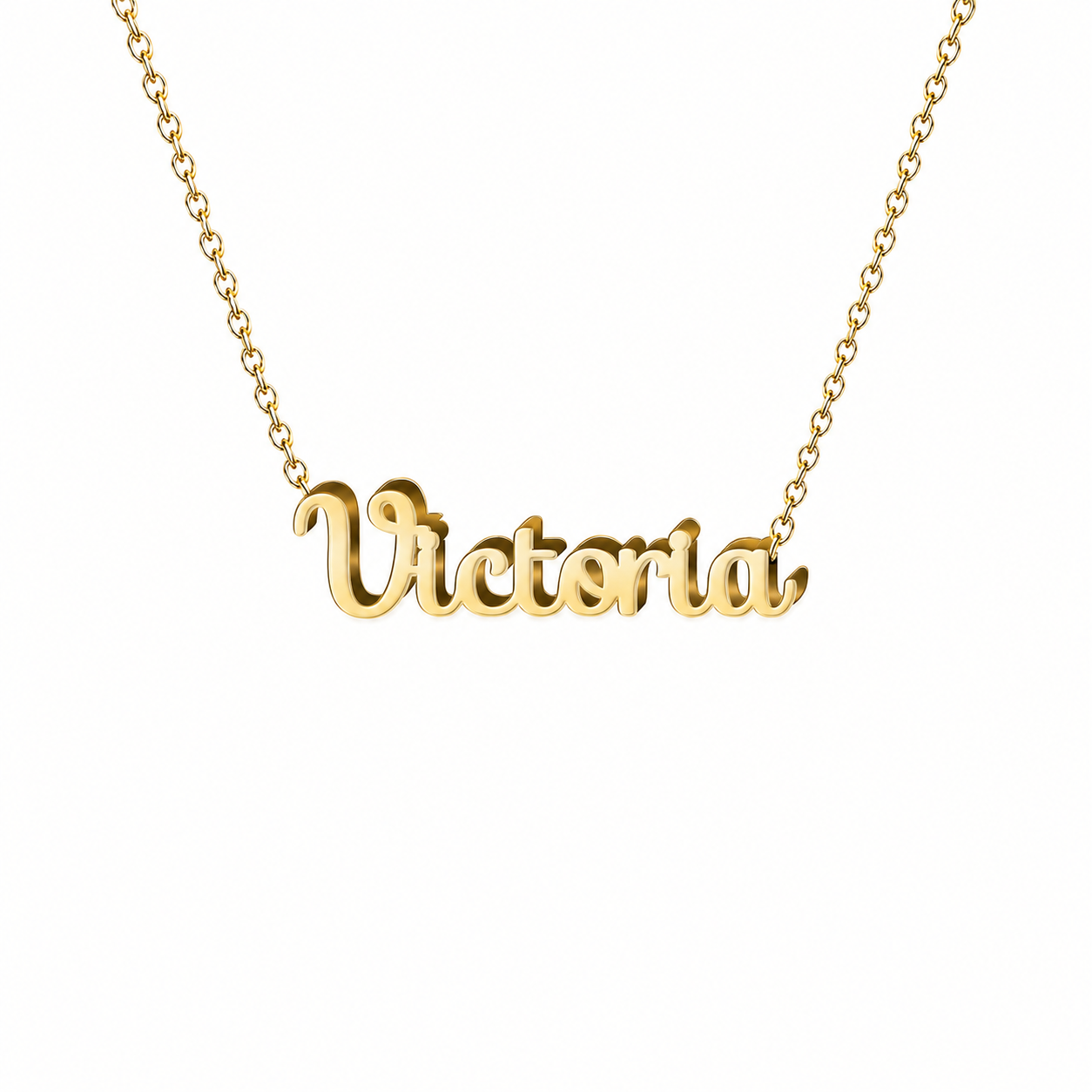 Collar con nombre personalizado Victoria - Bañado en oro de 14k - IMAGEN2 V3