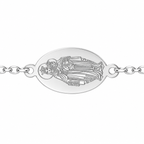 Pulsera Virgen del Carmen plateado, detalle del motivo y las uniones